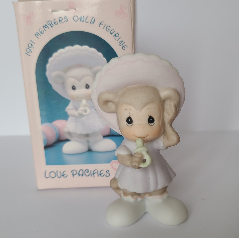 Vintage Precious Moments Baby Girl Monkey Love Collectible Porcelain Figurine